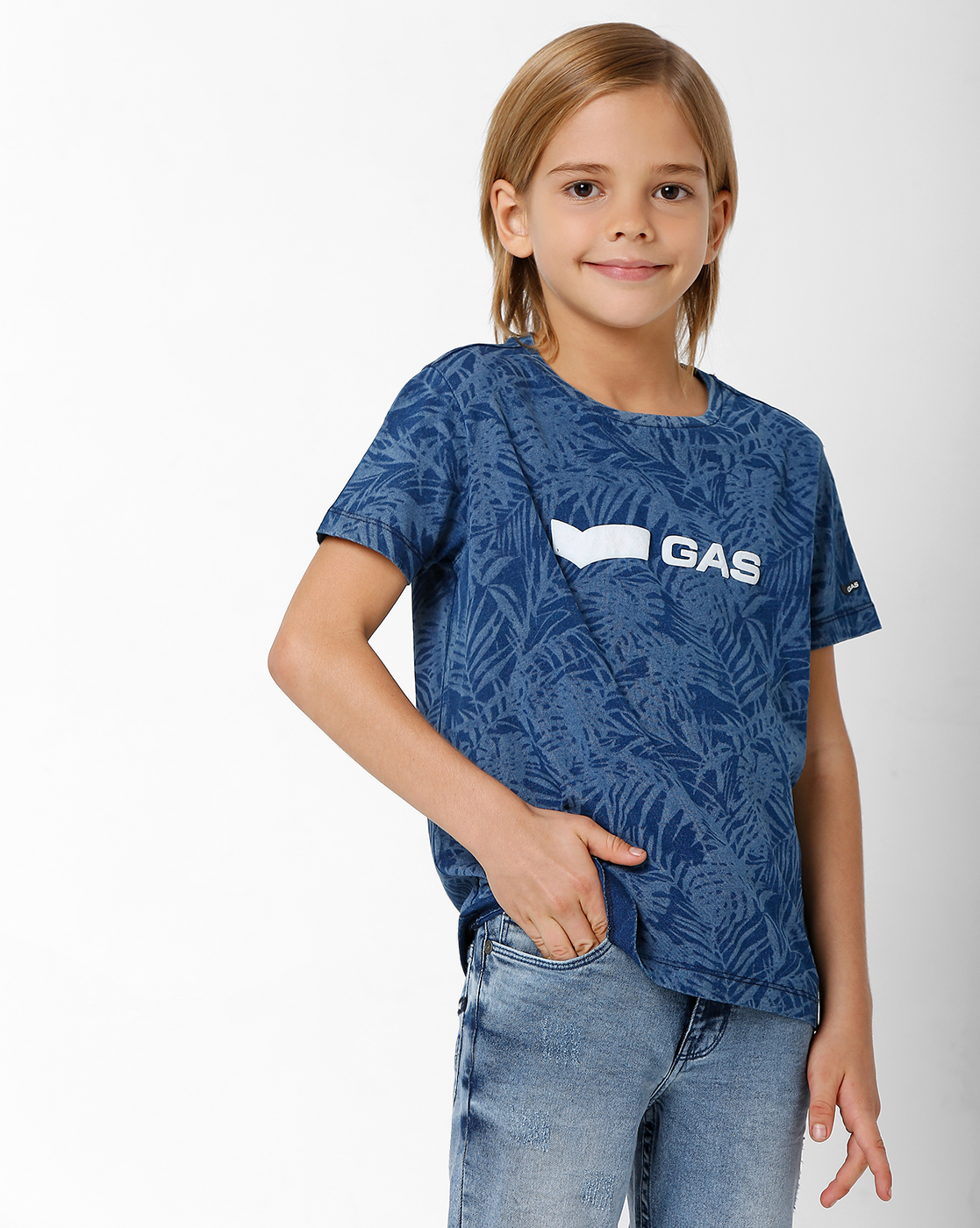 GAS KIDS Boys Printed Blue T-Shirt